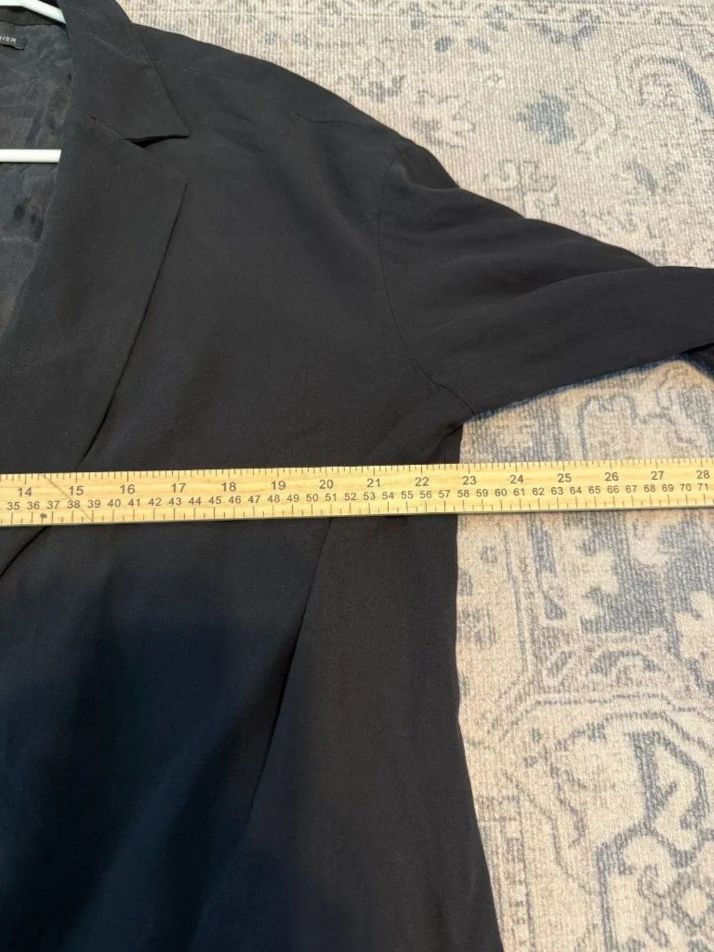 Eileen Fisher 100% Silk Long Open Elbow Sleeve Black Jacket Medium Quiet Luxury